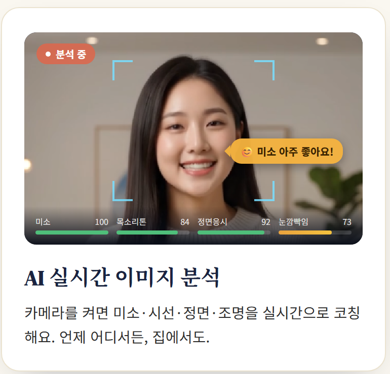 미소 점수 100 - 밝게 웃을 때